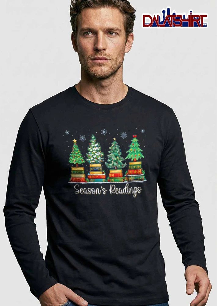 Seasons Readings four Christmas trees on books shirt