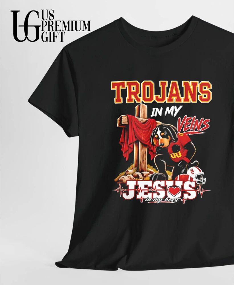USC Trojans Dog In My Veins Jesus In My Heart Faith Football mascot shirt