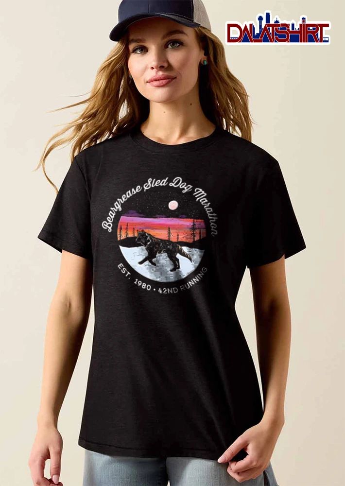 Beargrease Sled Dog Marathon 1980 42 patterned wolf running snowy landscape shirt