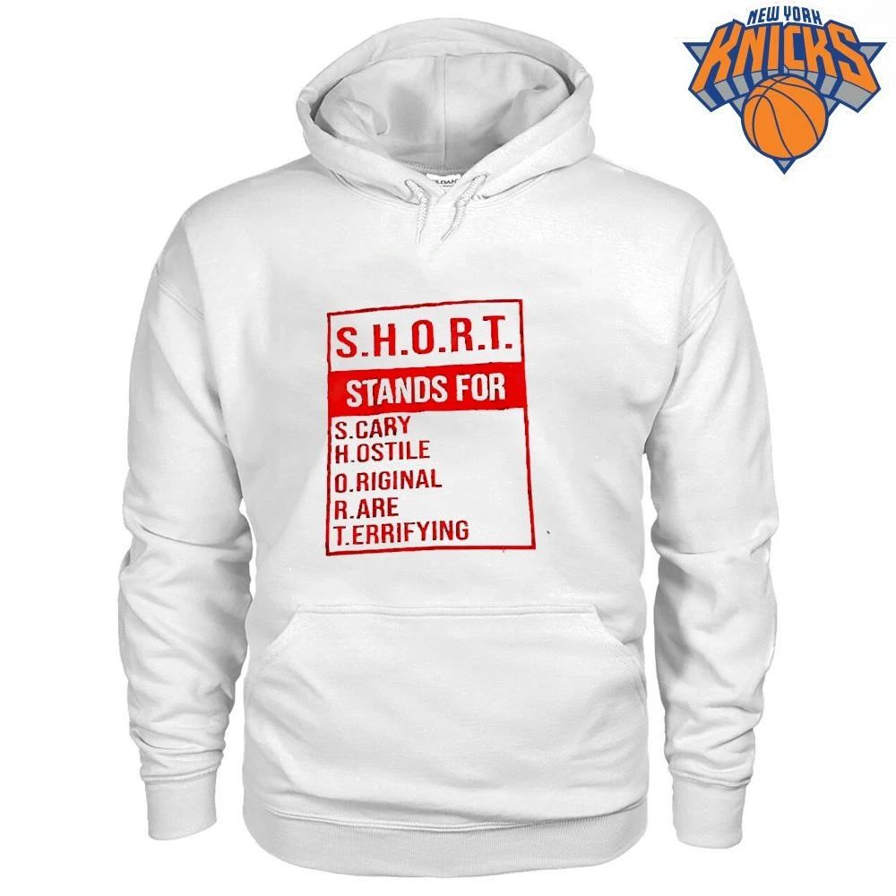 Short Stands For Scary Hostile Original Rare Terrifying funny acronym red block text print white cotton T shirt