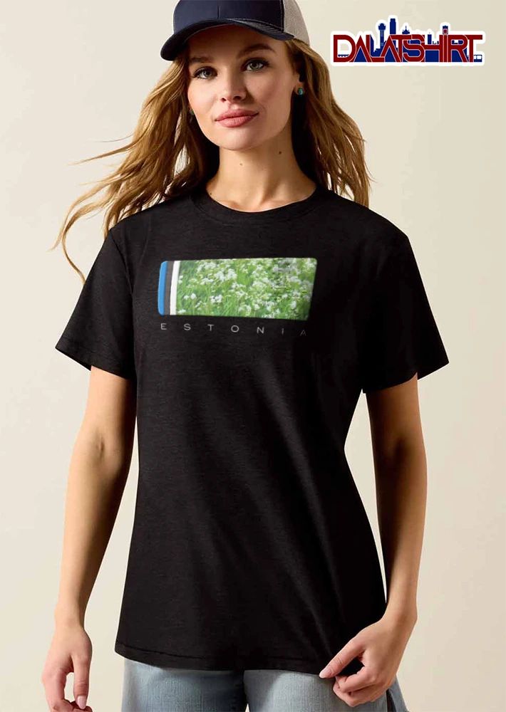 Estonia white flowers green grass estonia shirt