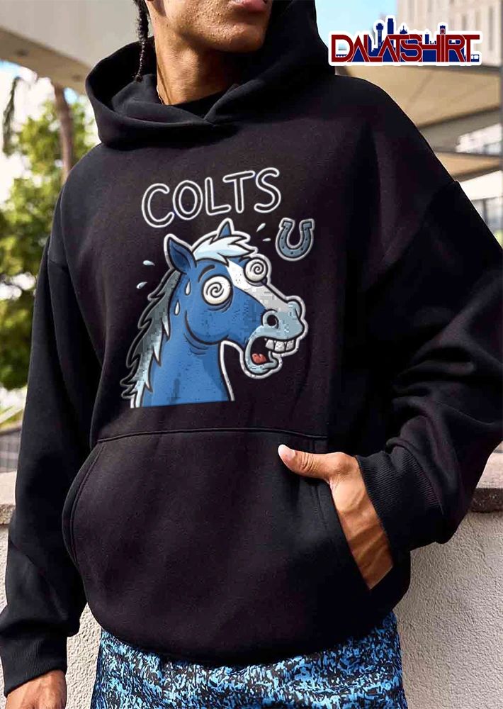 Indianapolis Colts blue horse sweating dizzy eyes meme shirt