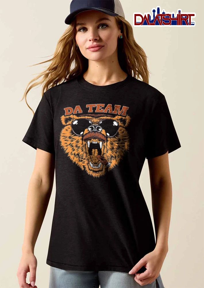 DA Team bear wearing sunglasses mustache cigar shirt