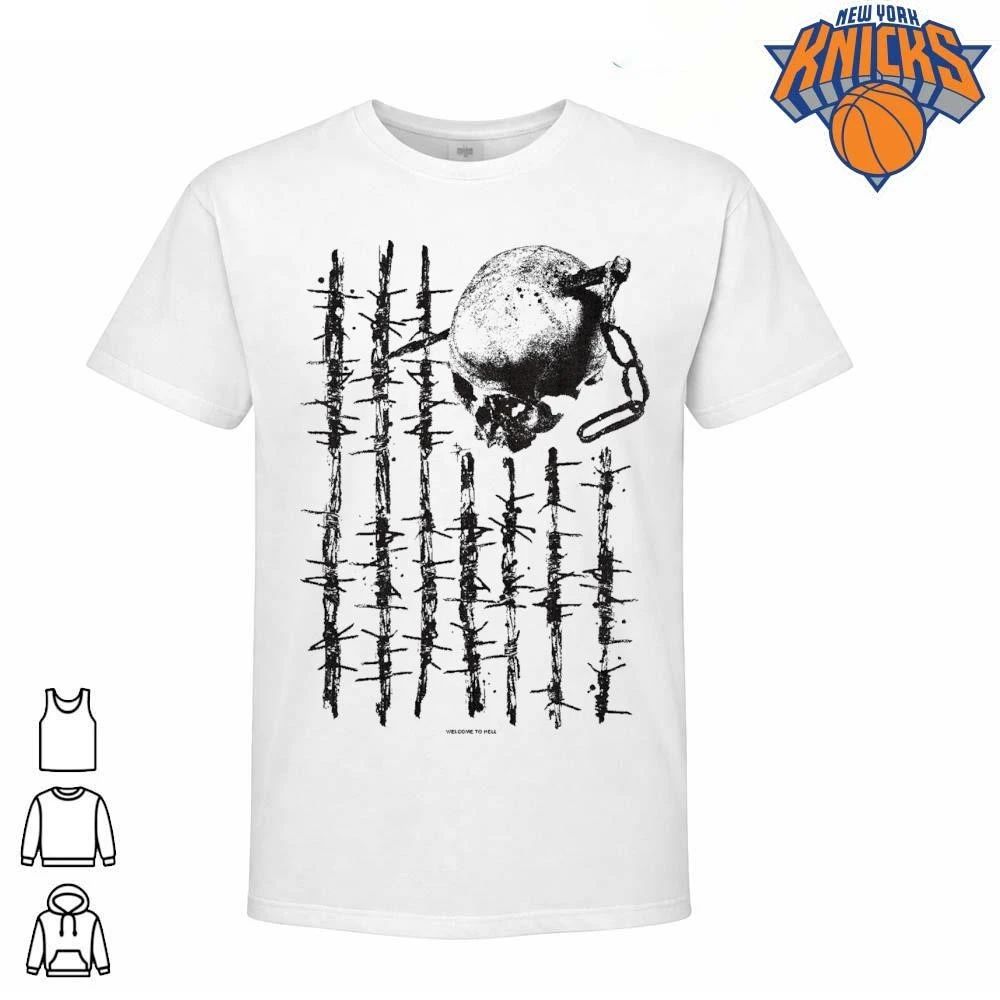 Welcome To Hell Grunge Skull Barbed Wire Dark Gothic Aesthetic Shirt