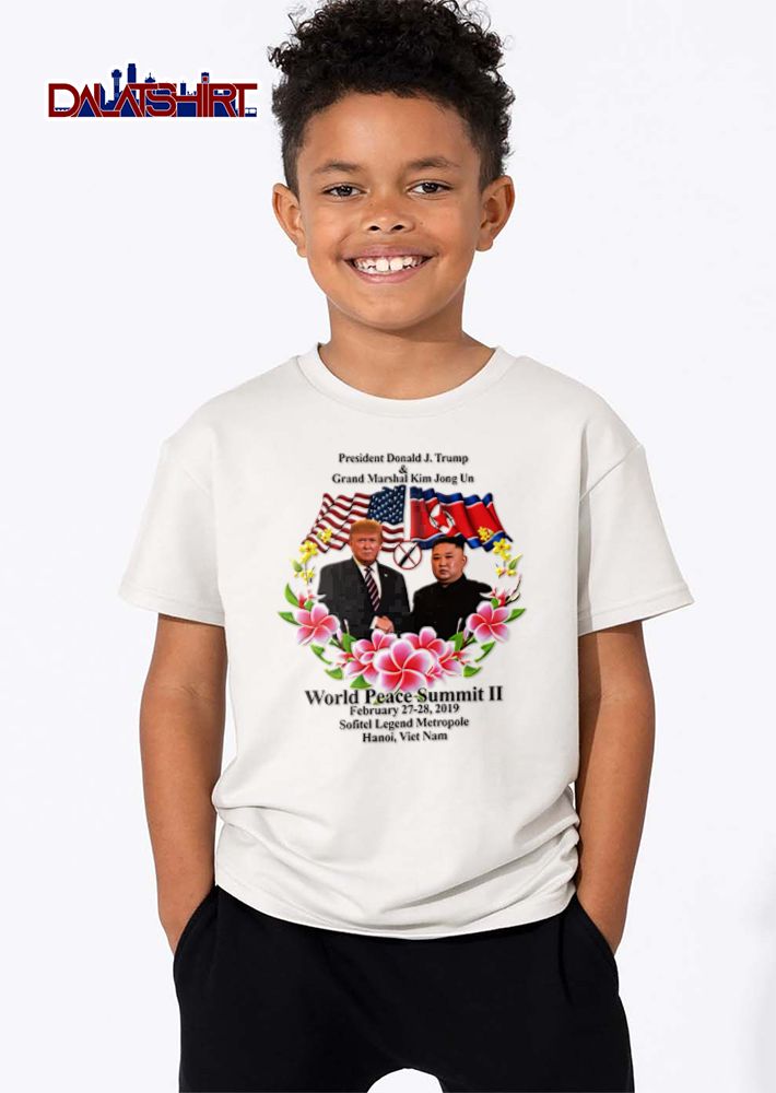 Donald J Trump Kim Jong Un World Peace Summit II flags flowers 2019 shirt