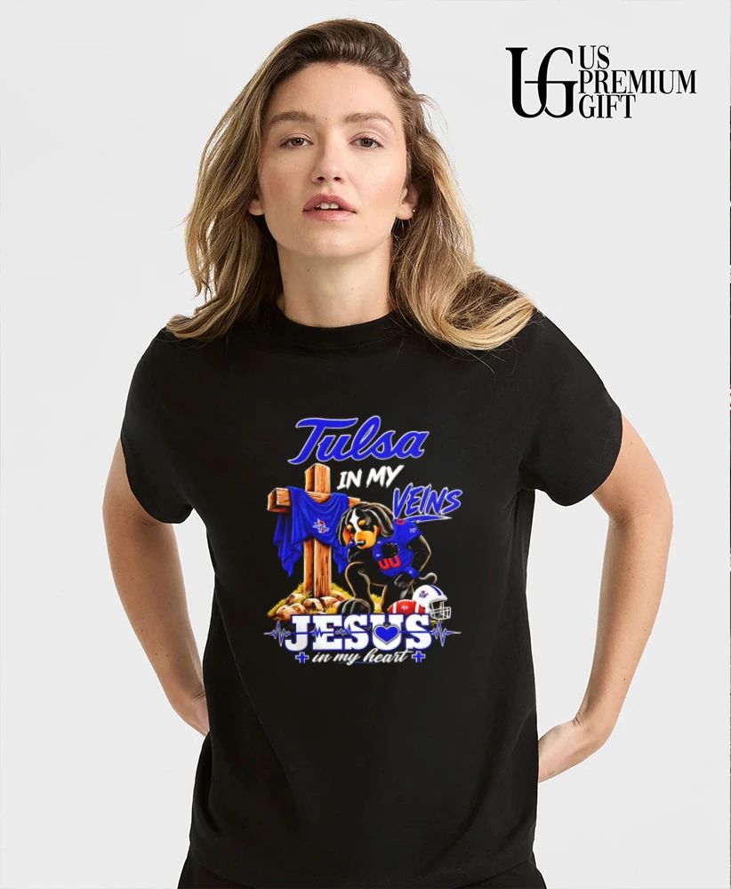 Tulsa Golden Hurricane Dog In My Veins Jesus In My Heart Faith Football mascot shirt