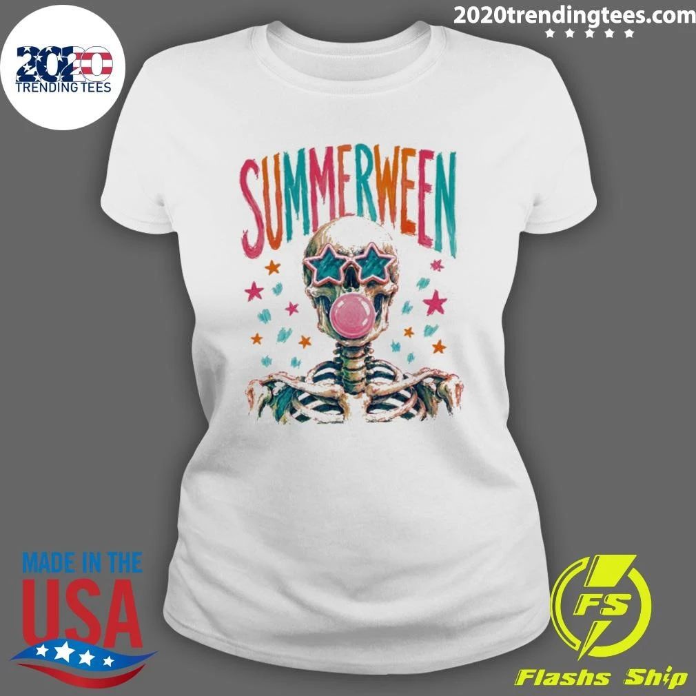 Skeleton Blowing Gum Bubbles Summerween Bubblegum Spooky Summer 2026 Shirt