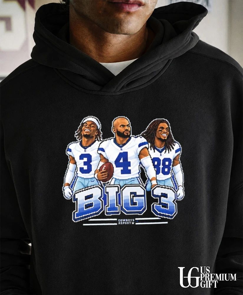 Big 3 Dak Prescott CeeDee Lamb and Micah Parsons Dallas Cowboys 8 bit shirt
