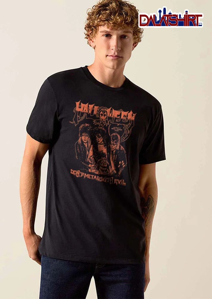 Halloween Dont Metal With Evil four metal musicians long hair shirt
