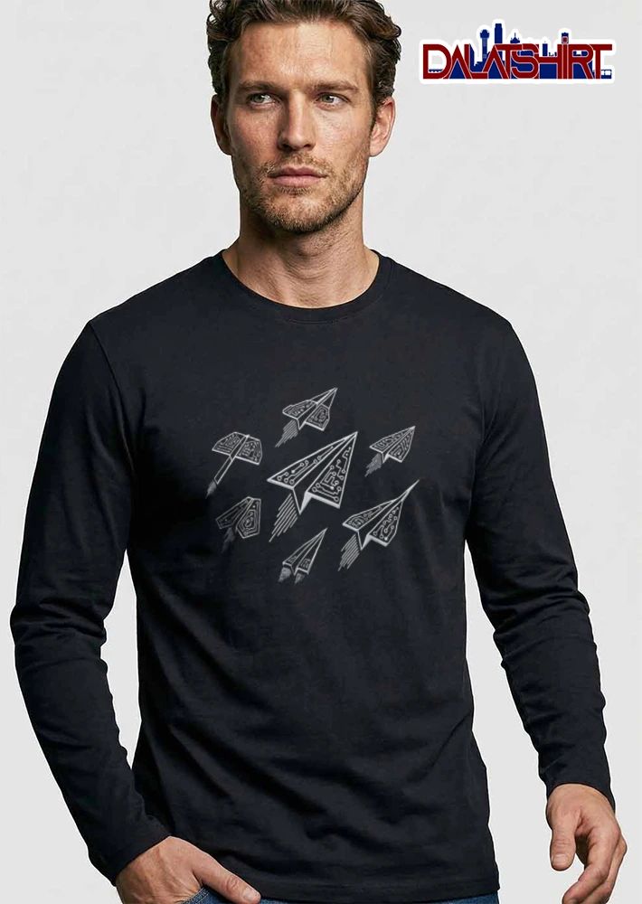 Paper airplanes circuit board pattern shirt