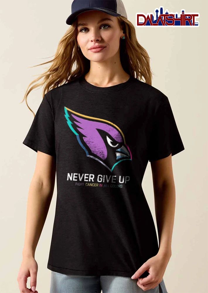Arizona Cardinals Never Give UP Fight Cancer IN ALL Colors colorful cardinal bird head logo shirt