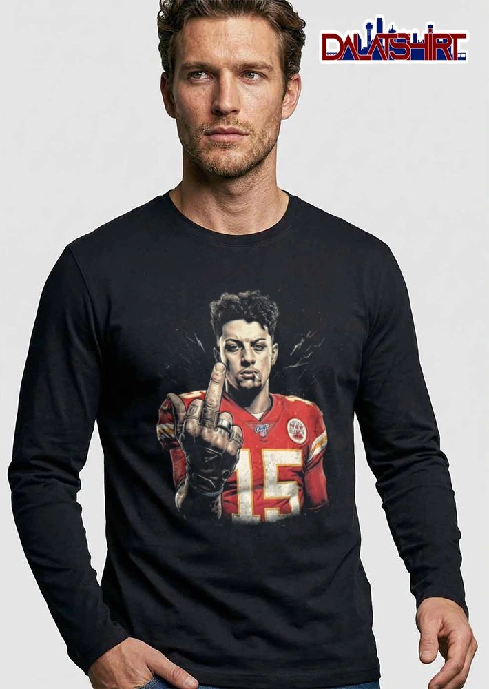 Kansas City Chiefs Patrick Mahomes 15 man cigarette middle finger jersey shirt