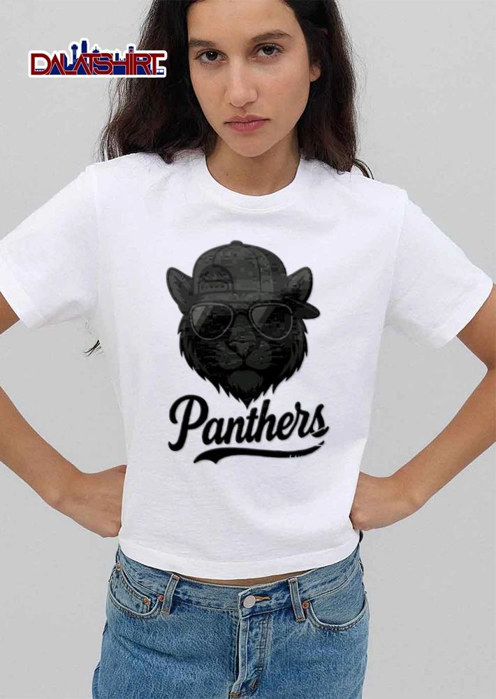 Panthers panther wearing sunglasses baseball cap shirt