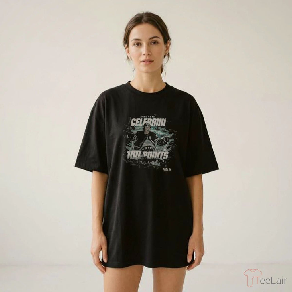 Macklin Celebrini San Jose 100 Points WHT Shirt
