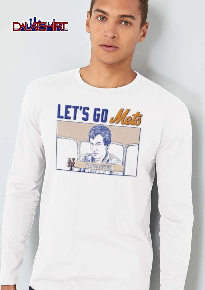 New York Mets Nathan Fielder Let S Go Mets man sitting in stadium illustration shirt