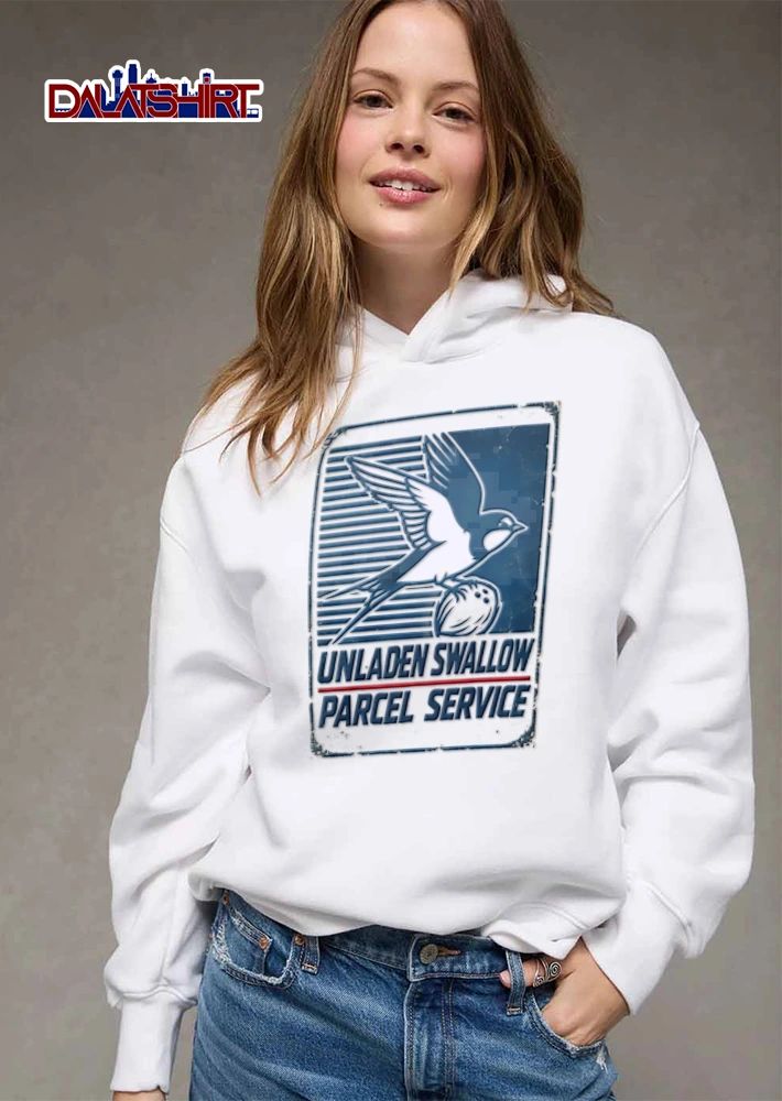 Unladen Swallow Parcel Service bird carrying bowling ball shirt