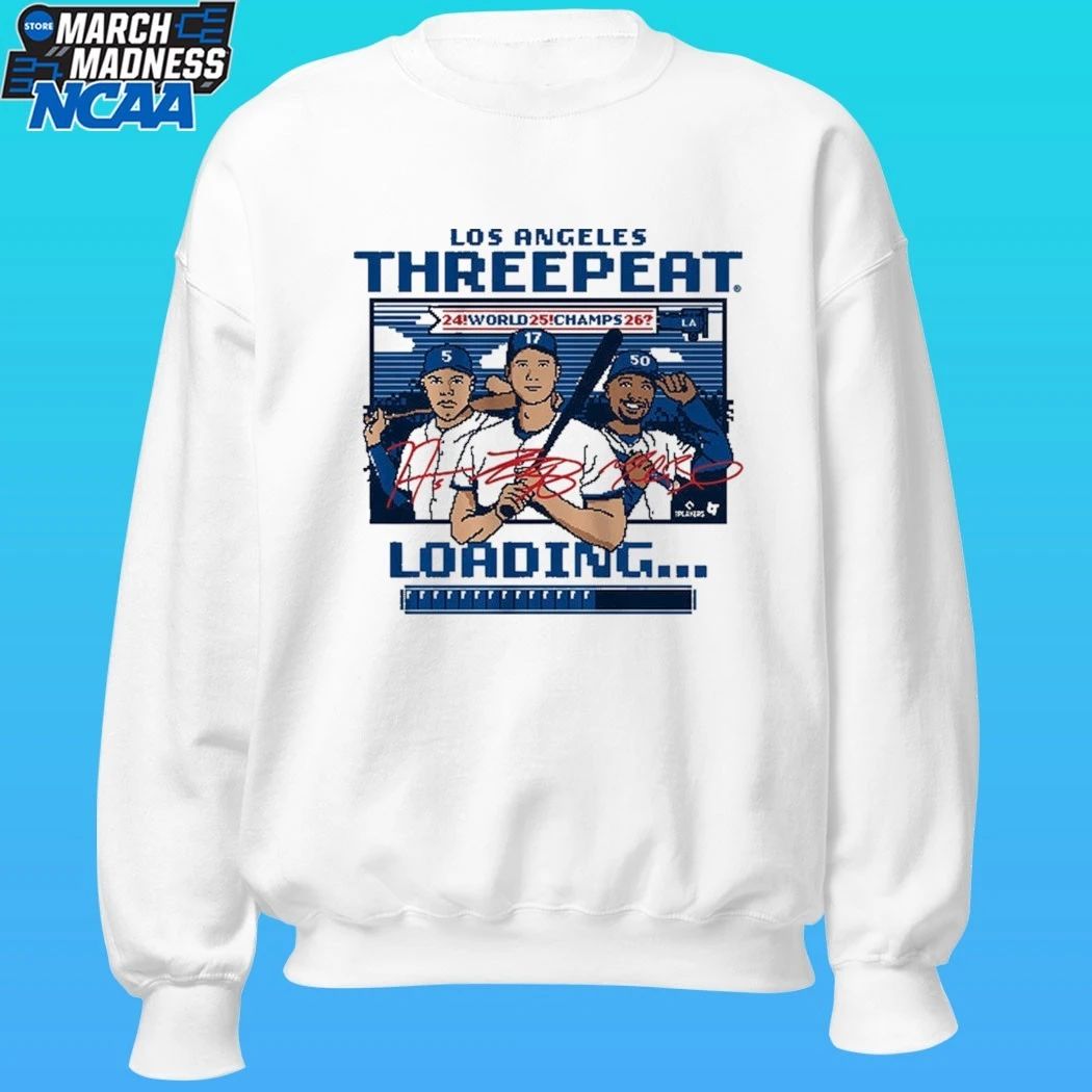 Los Angeles Baseball Threepeat Loading Signatures Shirt