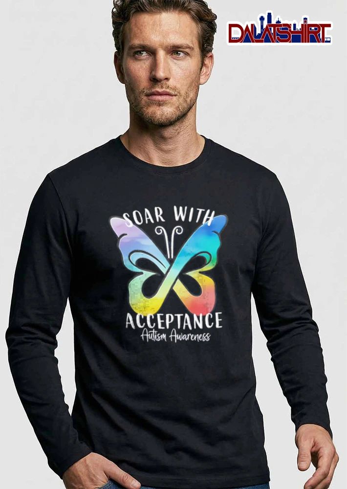 Soar With Acceptance Autism Awareness watercolor infinity butterfly symbol design shirt