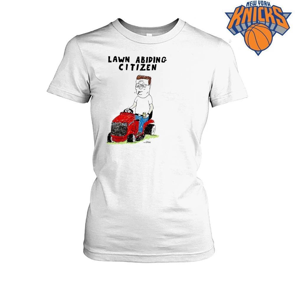 Lawn Abiding Citizen Cartoon Character Riding Mower Funny Quote Shirt