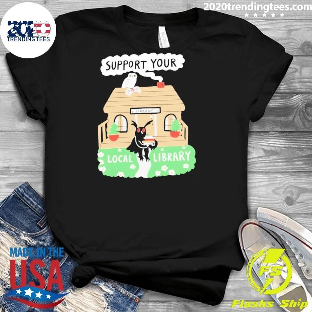 Support Your Local Library Mothman Books Tee Shirt