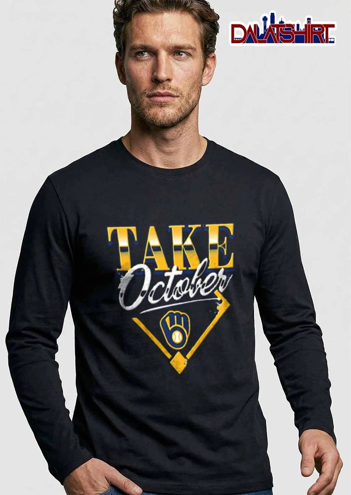 Milwaukee Brewers Take October baseball glove logo diamond graphic shirt