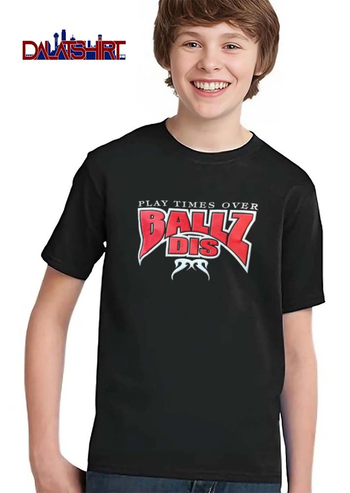 Play Times Over Ballz DIS bold red text tribal graphic shirt