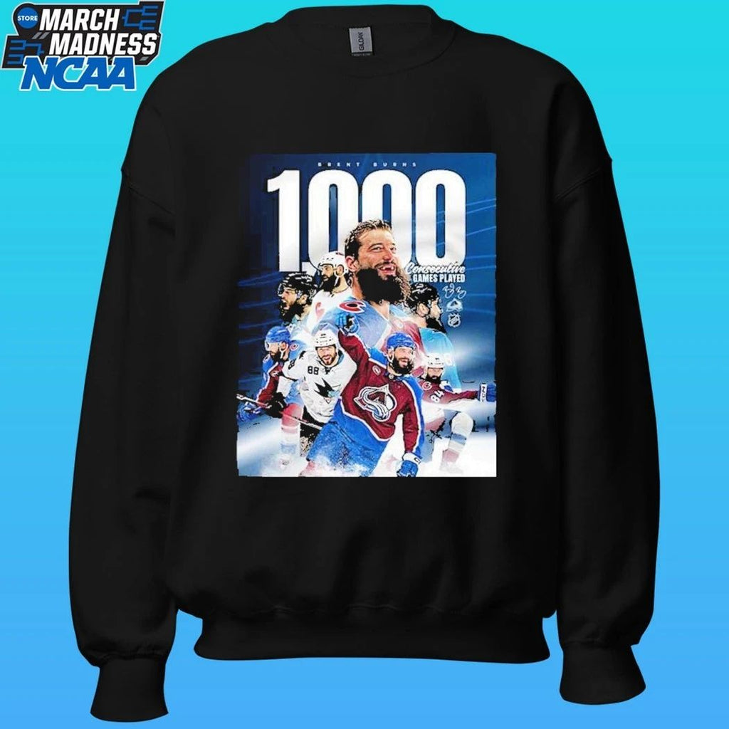 Brent Burns NHL History To Play 1000 Consecutive Regular Season Games Shirt
