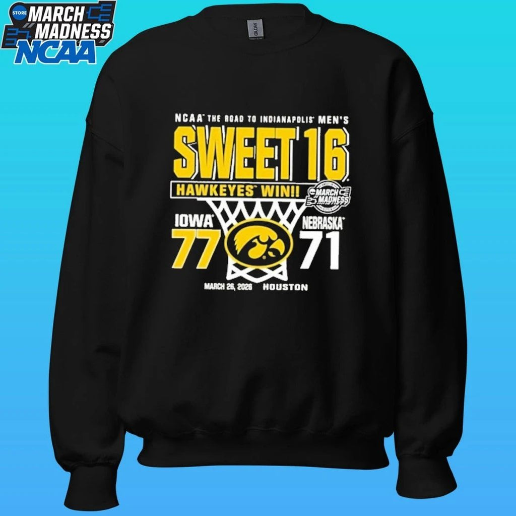 Iowa Hawkeyes Ncaa Men’s Basketball Sweet 16 Score Vs Nebraska Cornhuskers Shirt