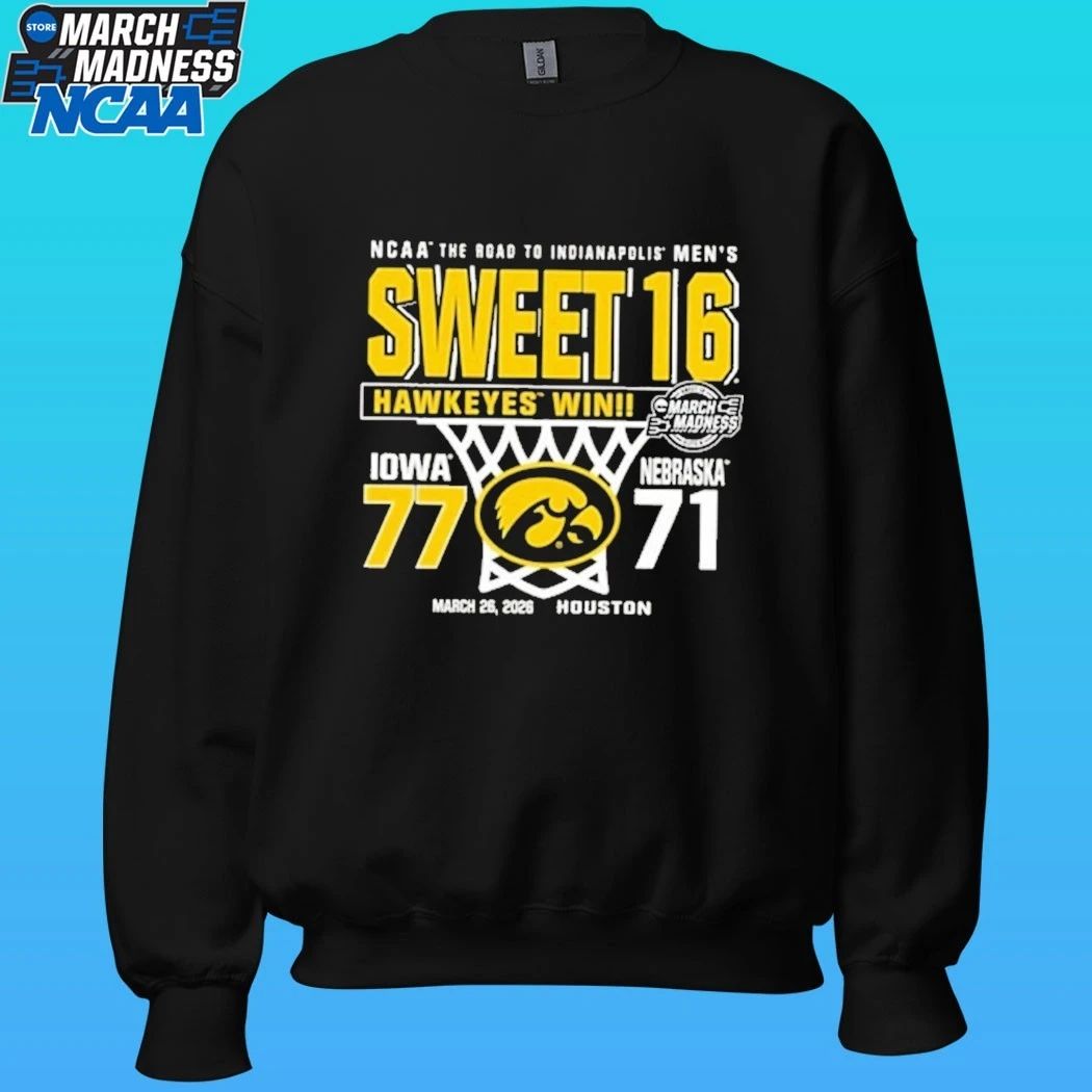 Iowa Hawkeyes Ncaa Men’s Basketball Sweet 16 Score Vs Nebraska Cornhuskers Shirt