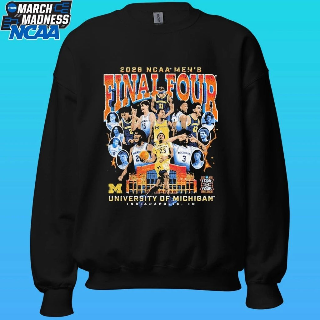 Michigan Wolverines Men’s Basketball Campus Ink 2026 Final Four Team Shirt