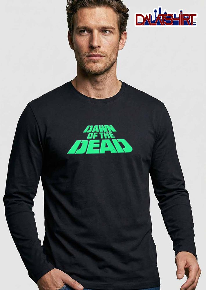Dawn Of The Dead Bright Neon Green Perspective Movie Title Text Logo shirt