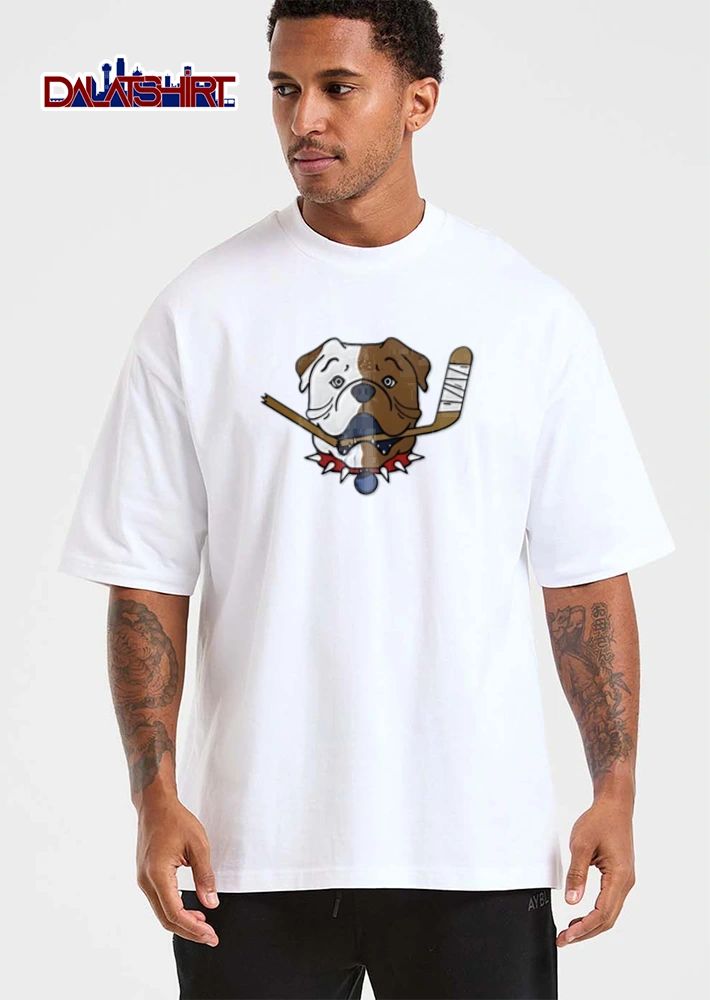 bulldog head spiked collar hockey stick shirt