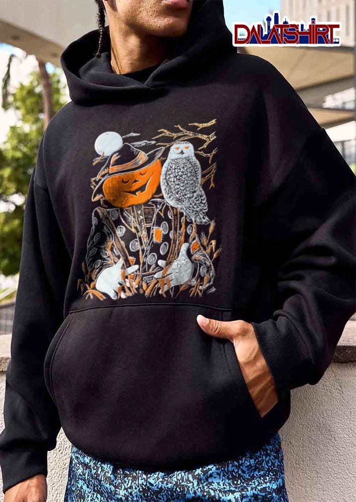 Pumpkin head halloween scarecrow snowy owl shirt