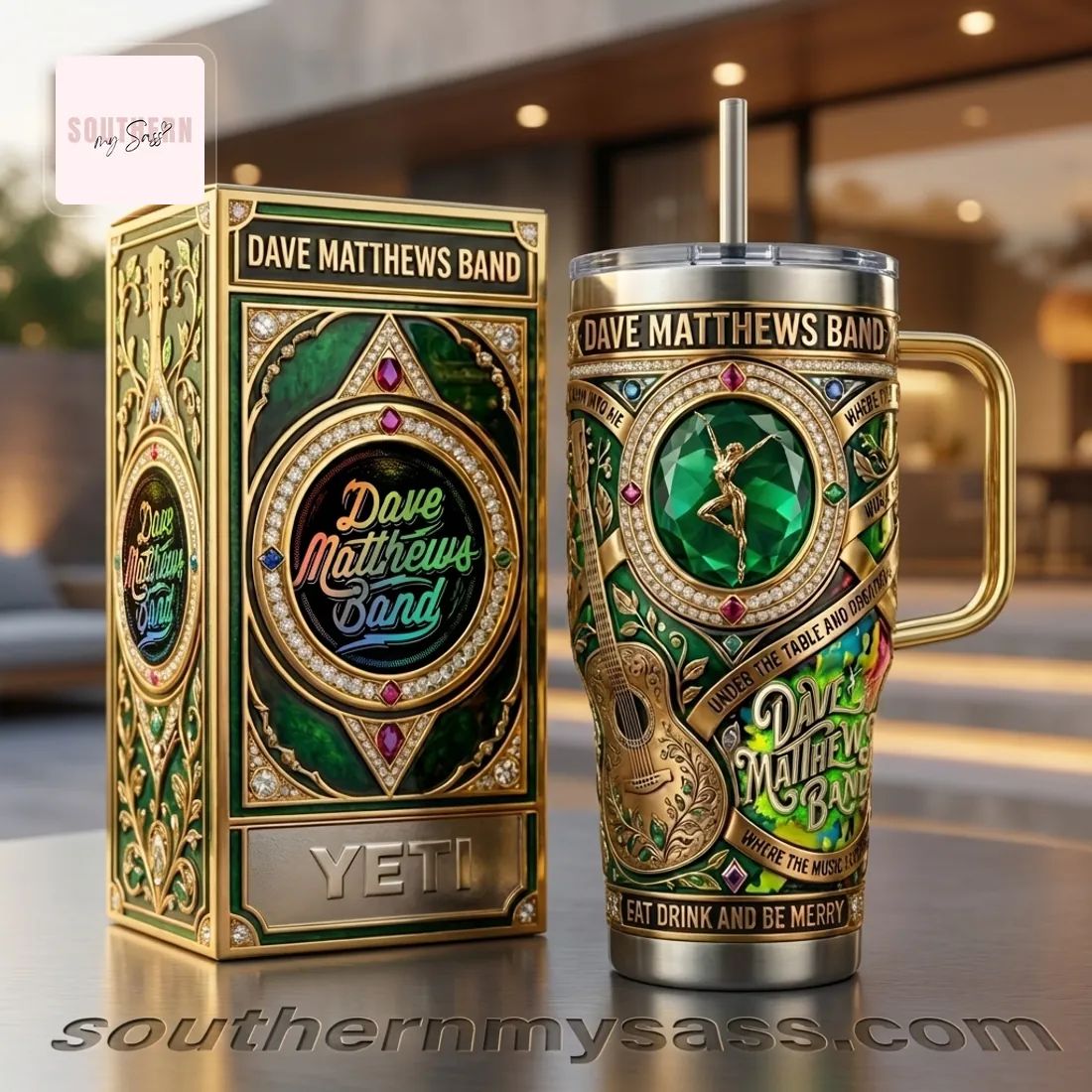 Dave Matthews Band Luxury Emerald Green 40oz Tumbler With Handle