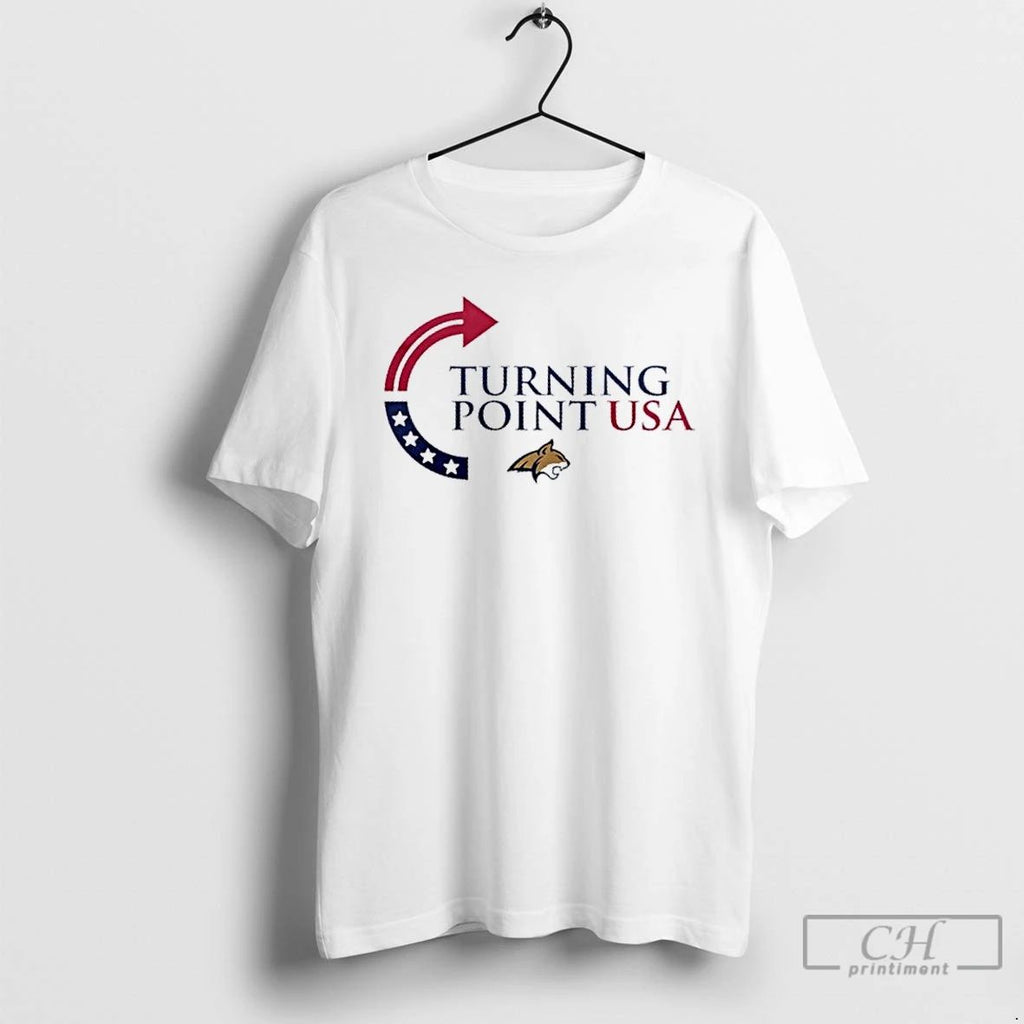 Classic Turning Point Usa Charlie Kirk X Montana State Logo 2 Sided T Shirts