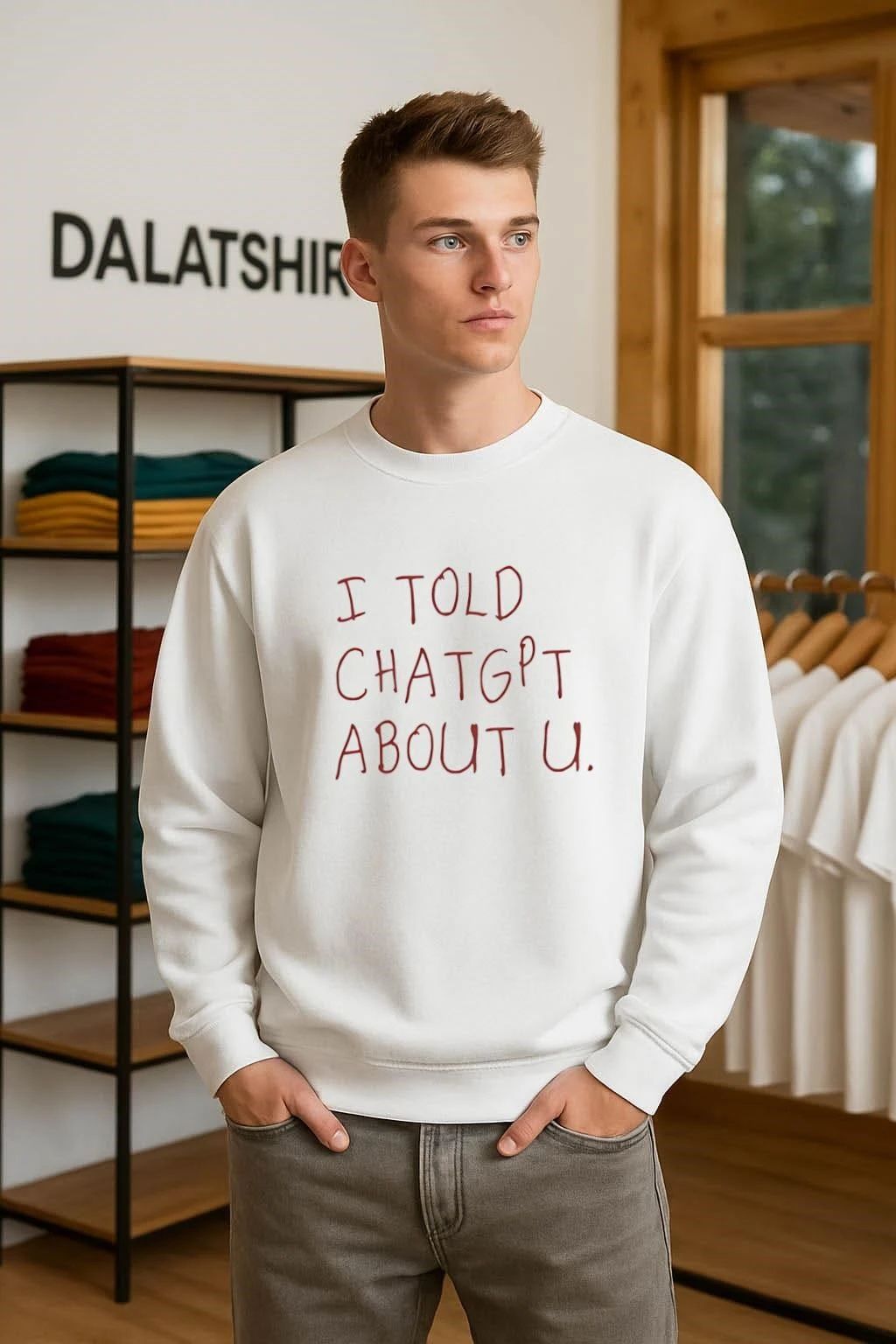 I Told ChatGPT About U Handwritten Red Text shirt