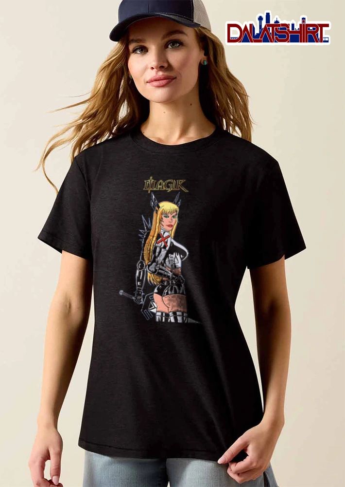 Magik X-men character holding sword shirt
