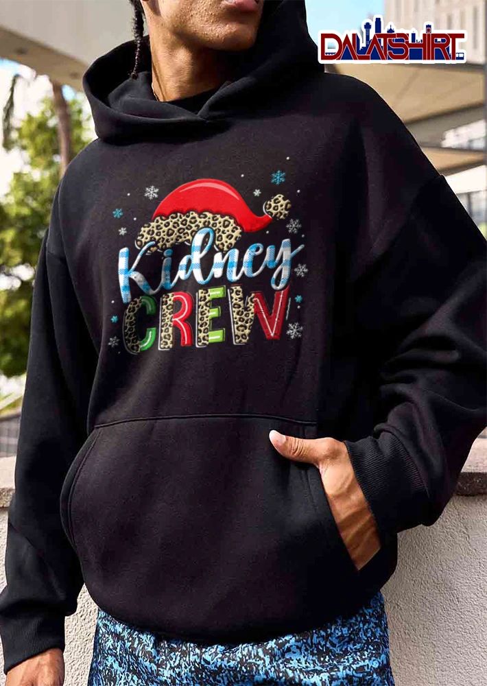 Kidney Crew Santa hat leopard print snowflakes shirt