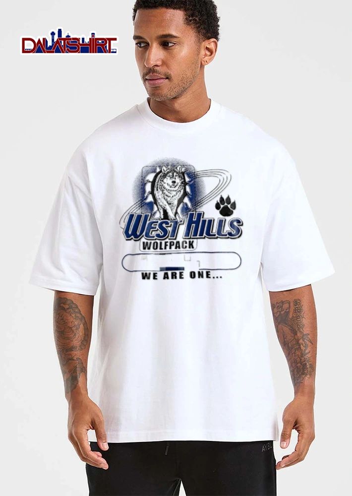 West Hills Wolfpack We Are One wolf head paw print graphic shirt