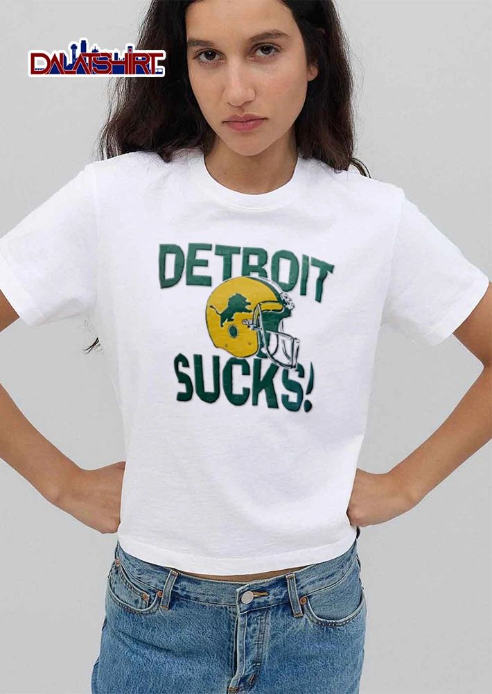 Detroit Sucks football helmet with lion logo shirt