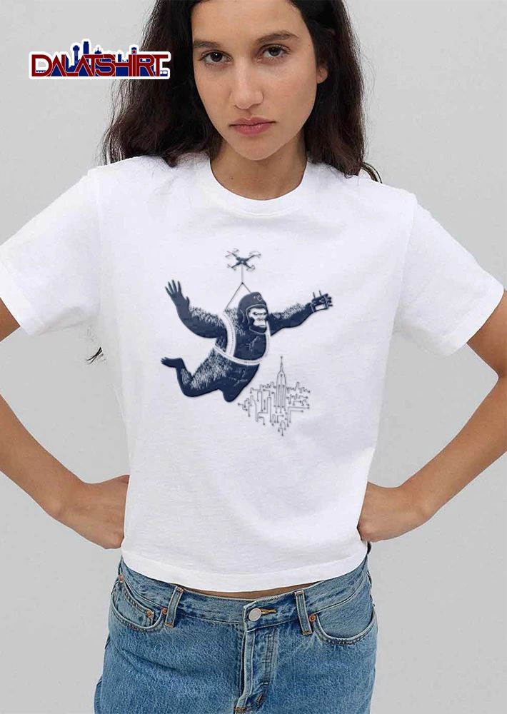 Gorilla wearing helmet flying drone shirt