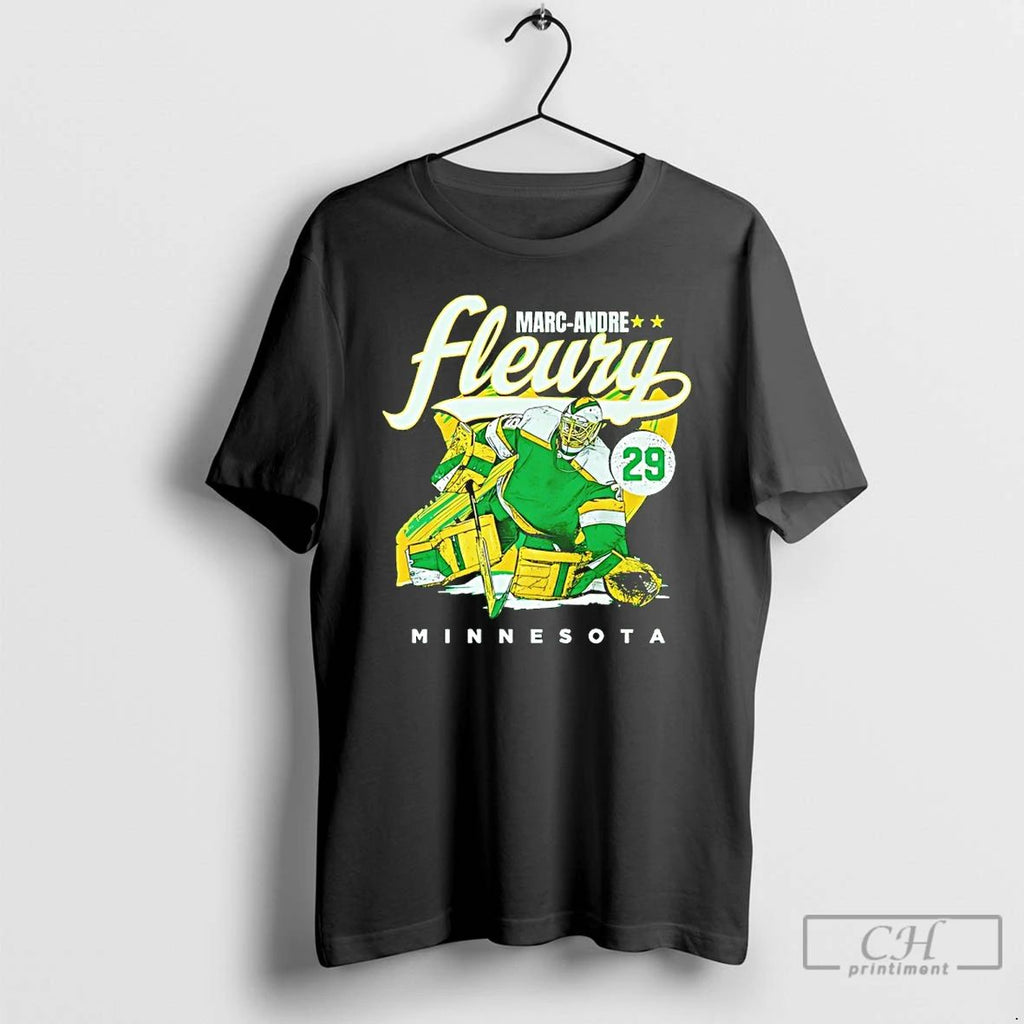 Classic Marc Andre Fleury 29 Minnesota Wild Hockey Player Vintage T Shirts Hoodie Longsleeve