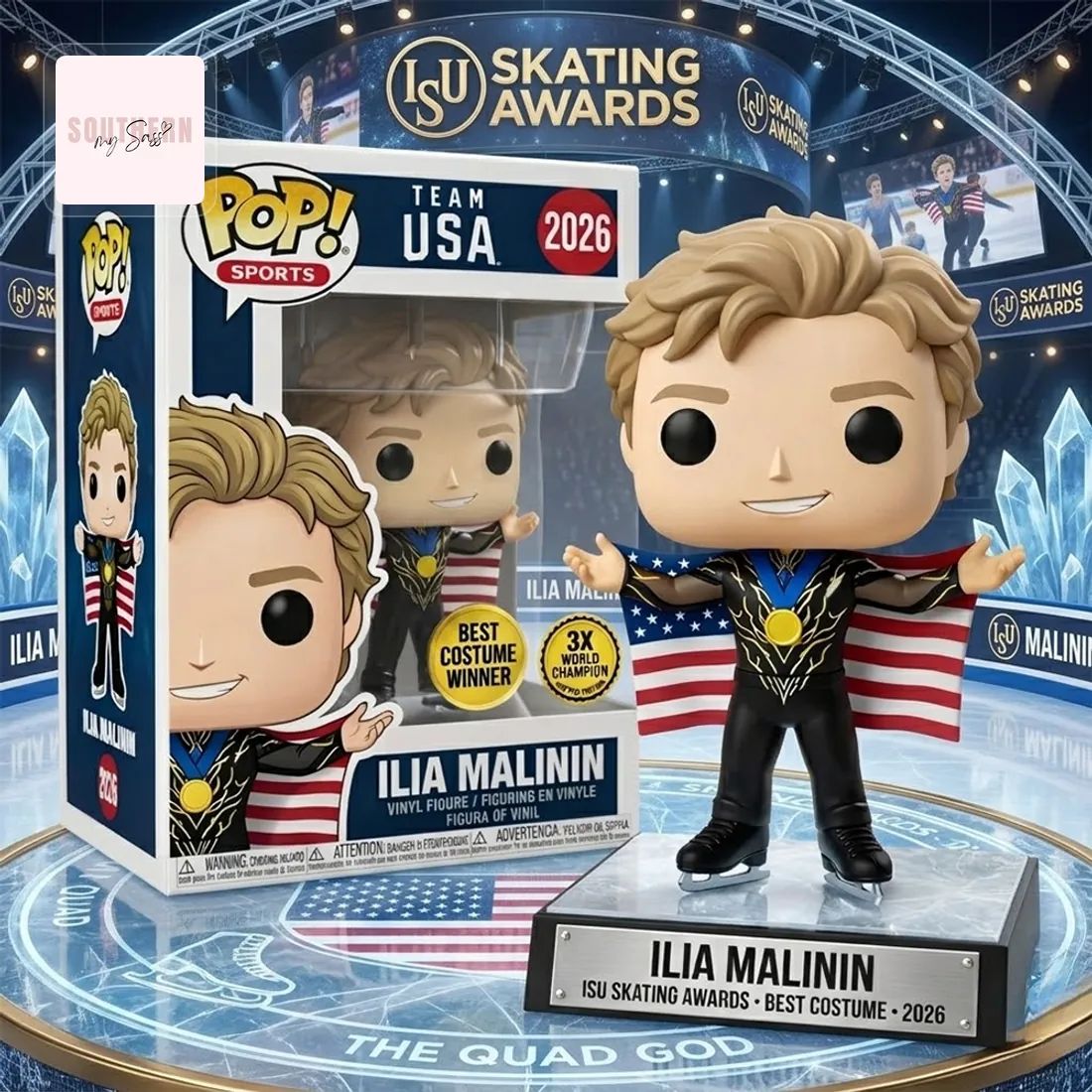 Ilia Malinin Team USA 2026 ISU Skating Awards Collectible Pop Figure Doll