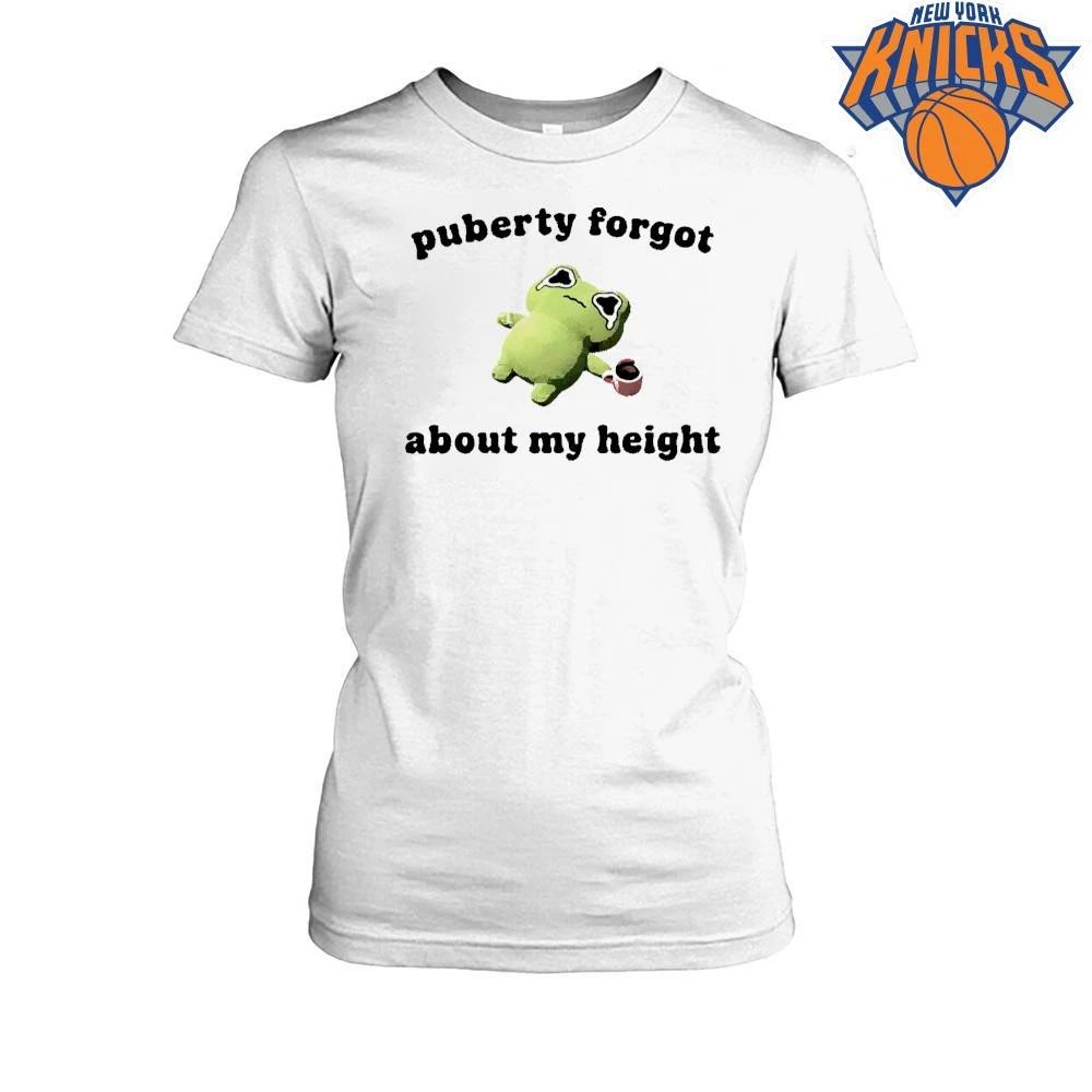 Puberty Forgot About My Height Sad Frog Drinking Coffee Funny Meme Shirt