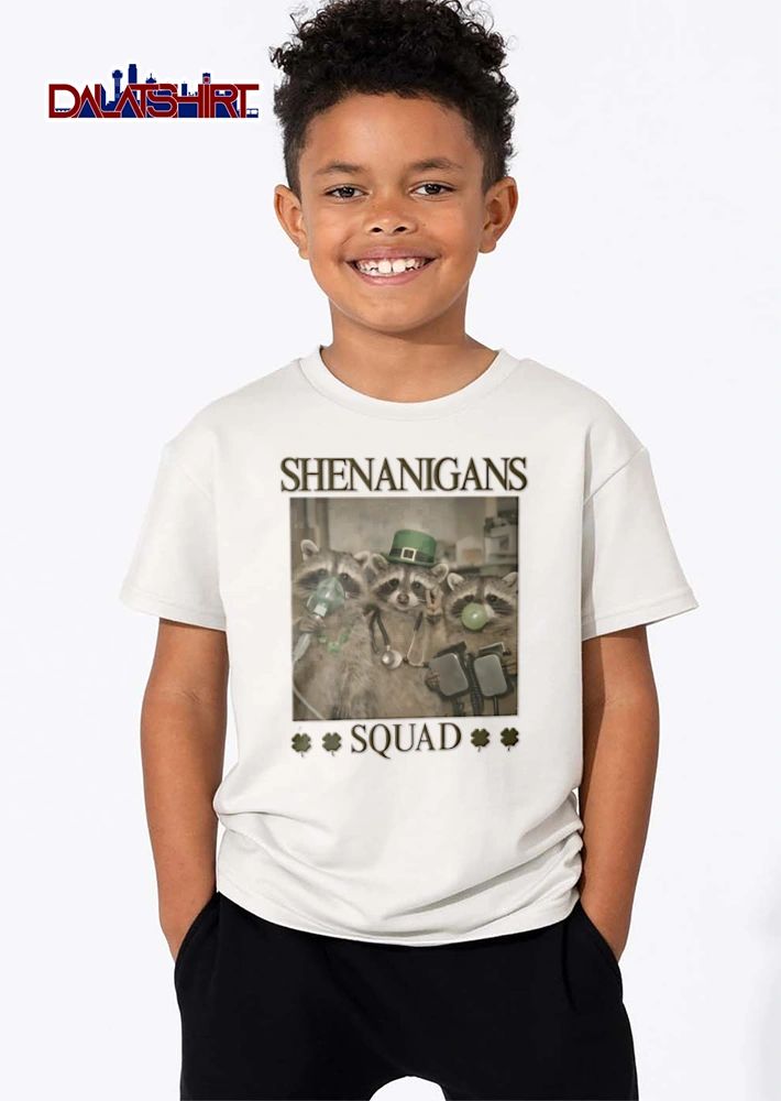 Shenanigans Squad three raccoons oxygen mask stethoscope bubble shirt