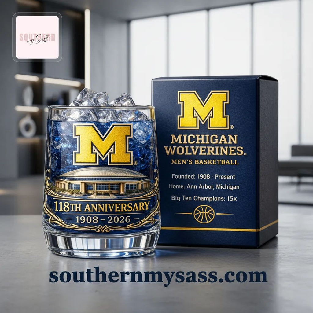 Michigan Wolverines 118th Anniversary Men’s Basketball Crystal Whiskey Glass