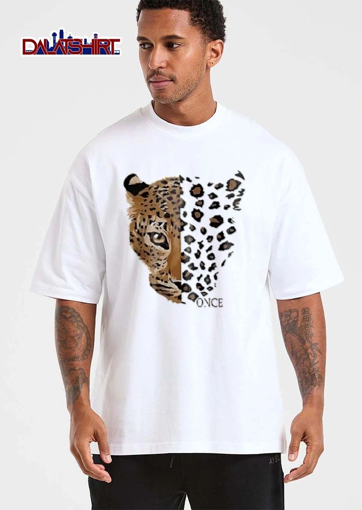 Once leopard face half animal half pattern shirt