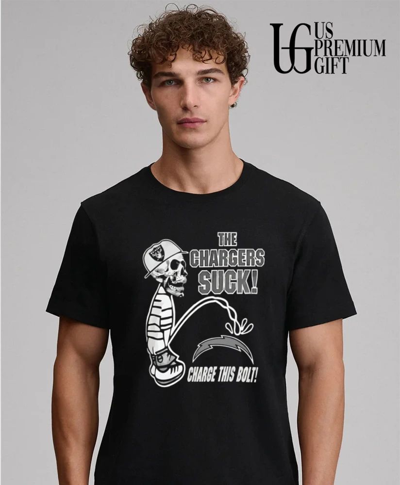 Skeleton Raiders This Chargers Suck peeing on Charge This Bolt shirt
