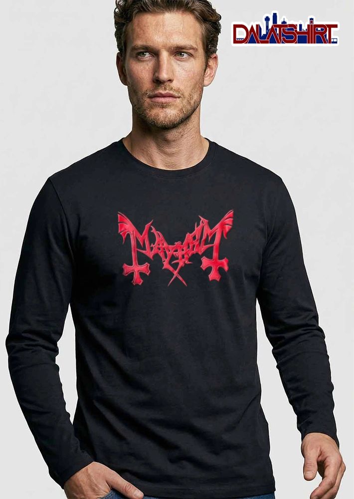 Mayhem red band logo gothic style shirt