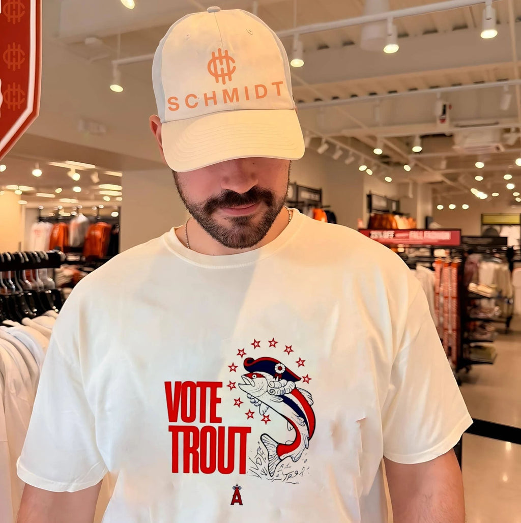 Mike Trout Wearing Angels Vote Trout Fish Shirt
